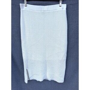 Cream Open Knit Maxi Skirt Elastic Waist Size L Simply Vera Wang Cotton Ivory